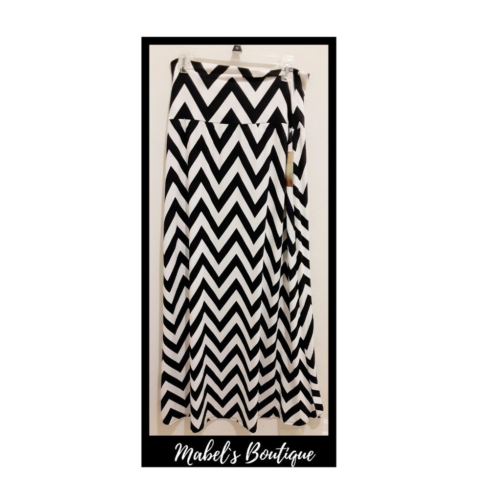 Lily White  Black, White Stripe Stretch Maxi Skirt